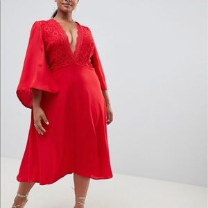 Lace top midi skater dress